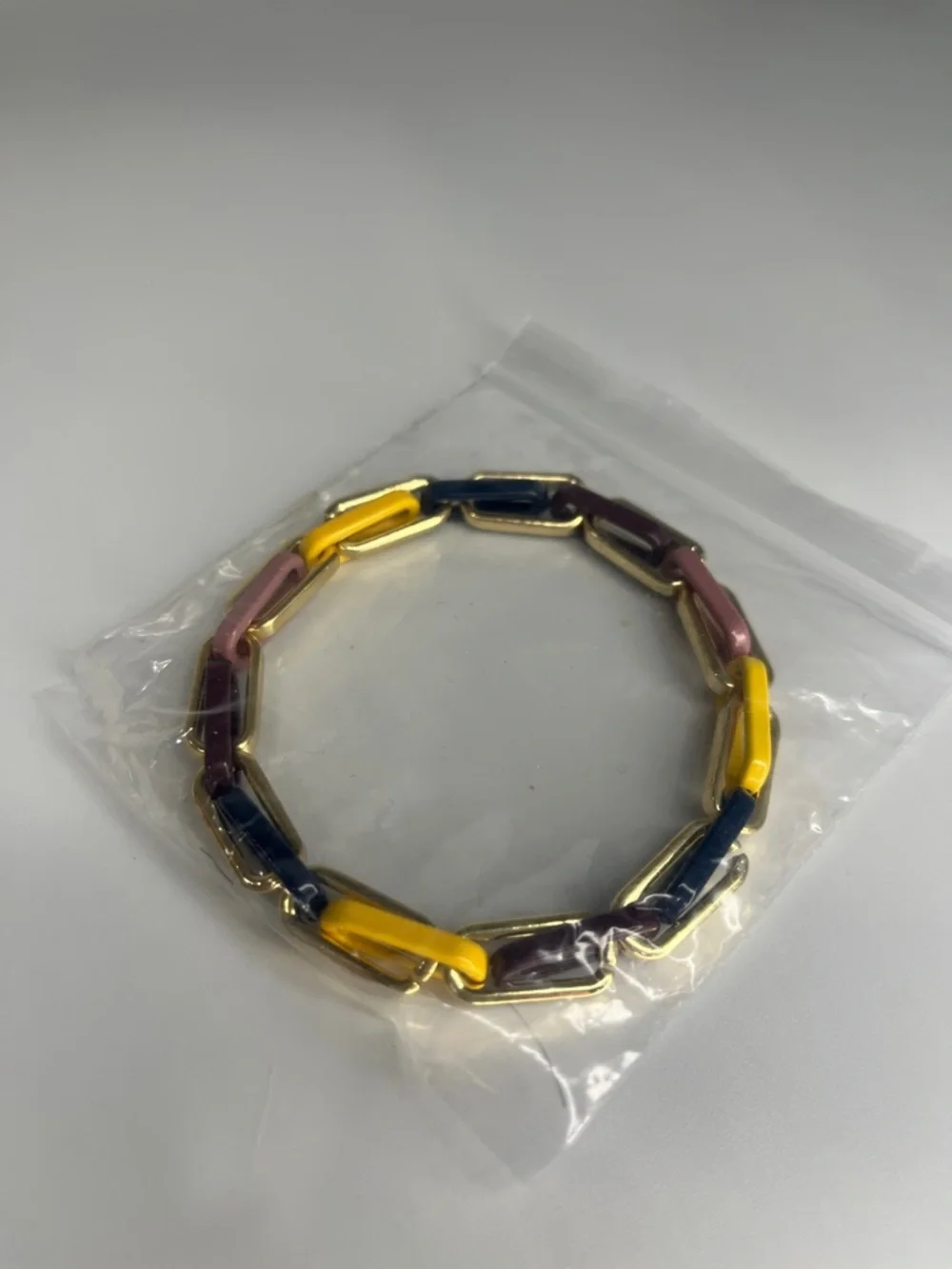 NWOB Marilyn Schiff Multicolor Enamel Link Bracelet | Gold Tone Statement Piece